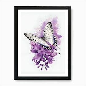 Butterfly On Purple Flowers Art Print