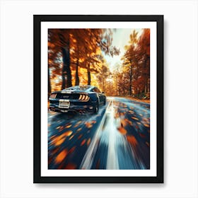 Ford Mustang Driving In Autumn Art Print