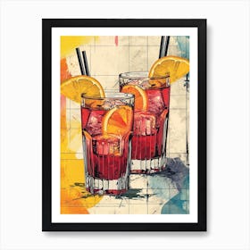 Watercolour Cocktail Illustration 1 Art Print