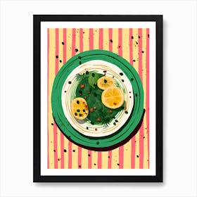 A Plate Of Zucchini, Top View Food Illustration 1 Art Print