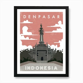 Denpasar, Indonesia — Retro travel minimalist poster Art Print