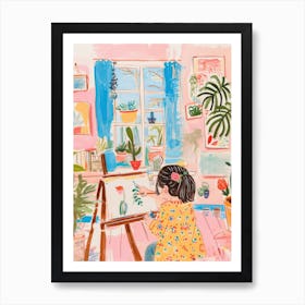 Girl Artist Studio Lo Fi Kawaii Illustration 3 Art Print