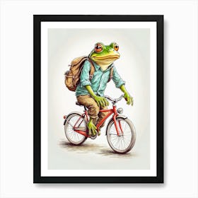 Frog Riding A Bike Art Print