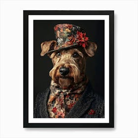 Christmas Airedale 2 Art Print