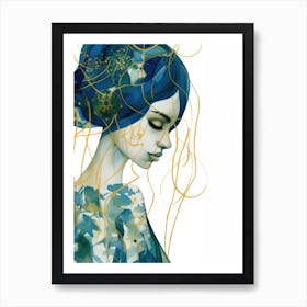 Blue And Gold 1 Art Print