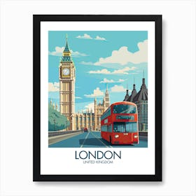 London Travel Print Red Bus United Kingdom Gift Art Print
