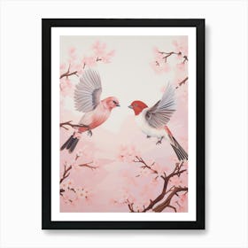 Vintage Japanese Inspired Bird Print House Sparrow 3 Art Print