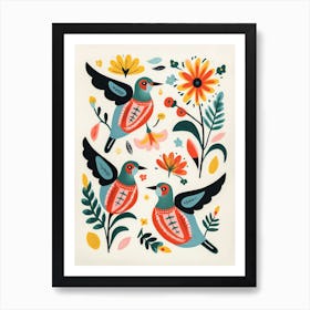 Folk Style Bird Painting Hummingbird 3 Art Print