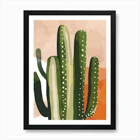 Ladyfinger Cactus Minimalist Abstract Illustration 4 Art Print