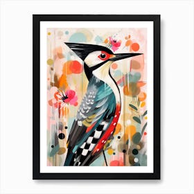 Bird Painting Collage Woodpecker 2 Art Print