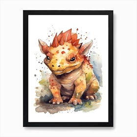 Protoceratops Cute Dinosaur Watercolour 1 Art Print