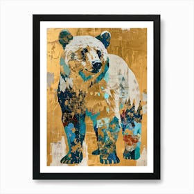 Bear Gold Effect Collage 4 Art Print