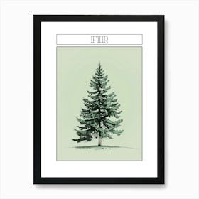 Fir Tree Minimalistic Drawing 3 Poster Poster