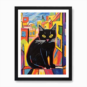 Painting Of A Cat In Cairo Egypt 1 Art Print