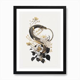 King Brown Snake Gold And Black Art Print