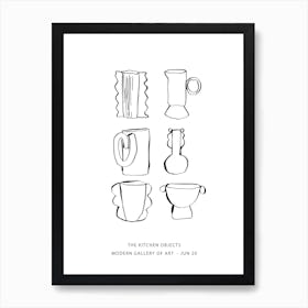 Kitchen Objects White Art Print
