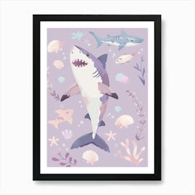 Purple Largetooth Cookiecutter Shark Illustration 1 Art Print