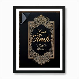 An Elegant Retro Styled Hand Drawn Calligraphy Of The Word Thank You Featuring A Graceful Scrip (2) Art Print