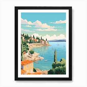 French Riviera, France, Flat Illustration 2 Art Print