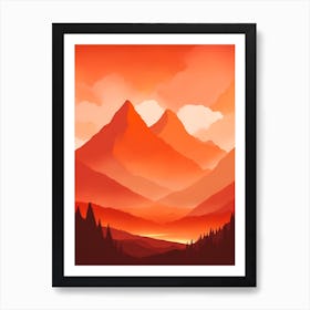 Misty Mountains Vertical Composition In Orange Tone 296 Art Print