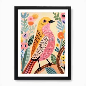 Pink Scandi Yellowhammer 1 Art Print