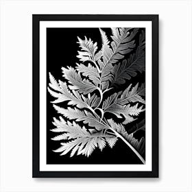 Tansy Leaf Linocut 2 Art Print