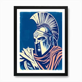 Spartan Warrior - Washed Blue Art Print