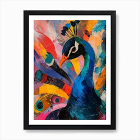 Colourful Brushstroke Peacock 3 Art Print