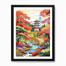 Ryoan Ji Garden Japan  Modern Illustration 1 Art Print