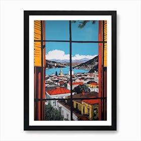 A Window View Of San Francisco In The Style Of Pop Art 4 Art Print