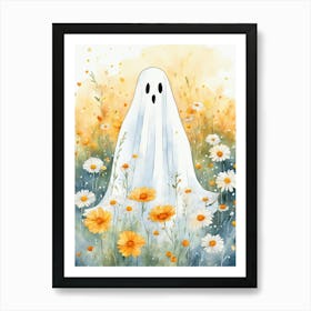 Sheet Ghost In A Field Of Flowers Painting (3) Art Print