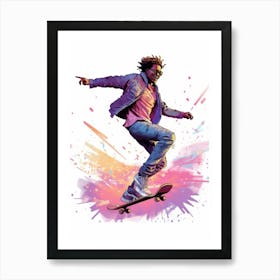 Skateboarding In Athens, Greece Gradient Illustration 1 Art Print