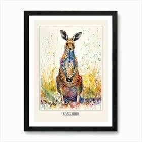 Kangaroo Colourful Watercolour 4 Poster Art Print