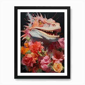 Dragon With Roses Art Print