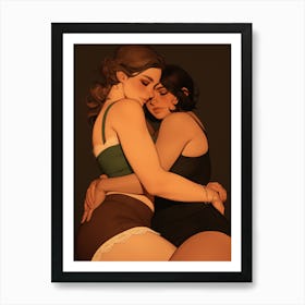 Two Women Hugging 1 Art Print