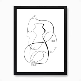 Face And Vase 2 Line Art Print