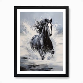 A Horse Oil Painting In Maui Beaches Hawaii, Usa, Portrait 1 Art Print