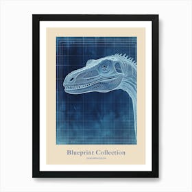 Dimorphodon Dinosaur Blue Print Style 3 Poster Poster