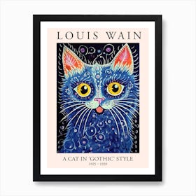 Louis Wain, A Cat In Gothic Style, Blue Cat Poster 7 Art Print