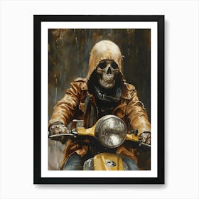 Skull On A Motorcycle Art Print