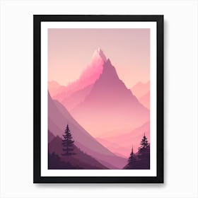 Misty Mountains Vertical Background In Pink Tone 2 Art Print