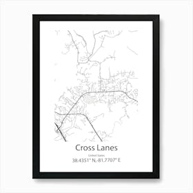 Cross Lanes,United States Minimalist Map 1 Art Print