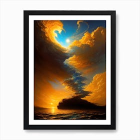 Sun Rising Over The Ocean Art Print