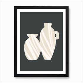 Striped Vases Beige Art Print