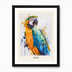Parrot Colourful Watercolour 2 Poster Art Print
