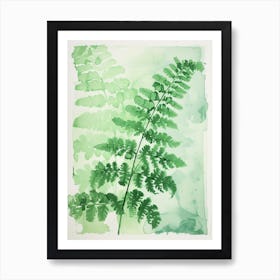 Green Ink Painting Of A Southern Maidenhair Fern 1 Art Print