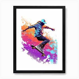 Skateboarding In Helsinki, Finland Gradient Illustration 4 Art Print