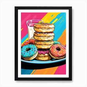 Donuts Cartoon Pop Art Art Print