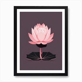 A Pink Lotus In Minimalist Style Vertical Composition 67 Art Print