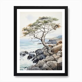 San In Coast In Tottori, Japanese Brush Painting, Ukiyo E, Minimal 2 Art Print